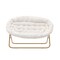 Emma and Oliver Janey Folding Double Saucer Chair with Steel Frame for Dorm, Living Room, or Bedroom